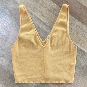 Sunday Best Mustard V-Neck Crop Top